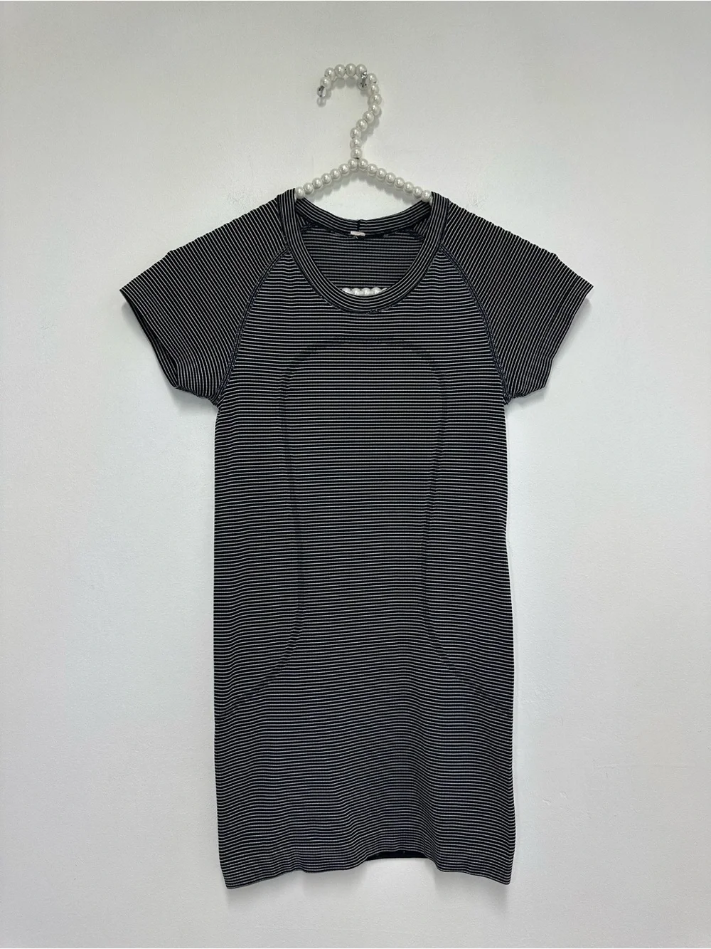 Lululemon Swiftly Tech Short Sleeve Crew in Tempo Stripe Black White